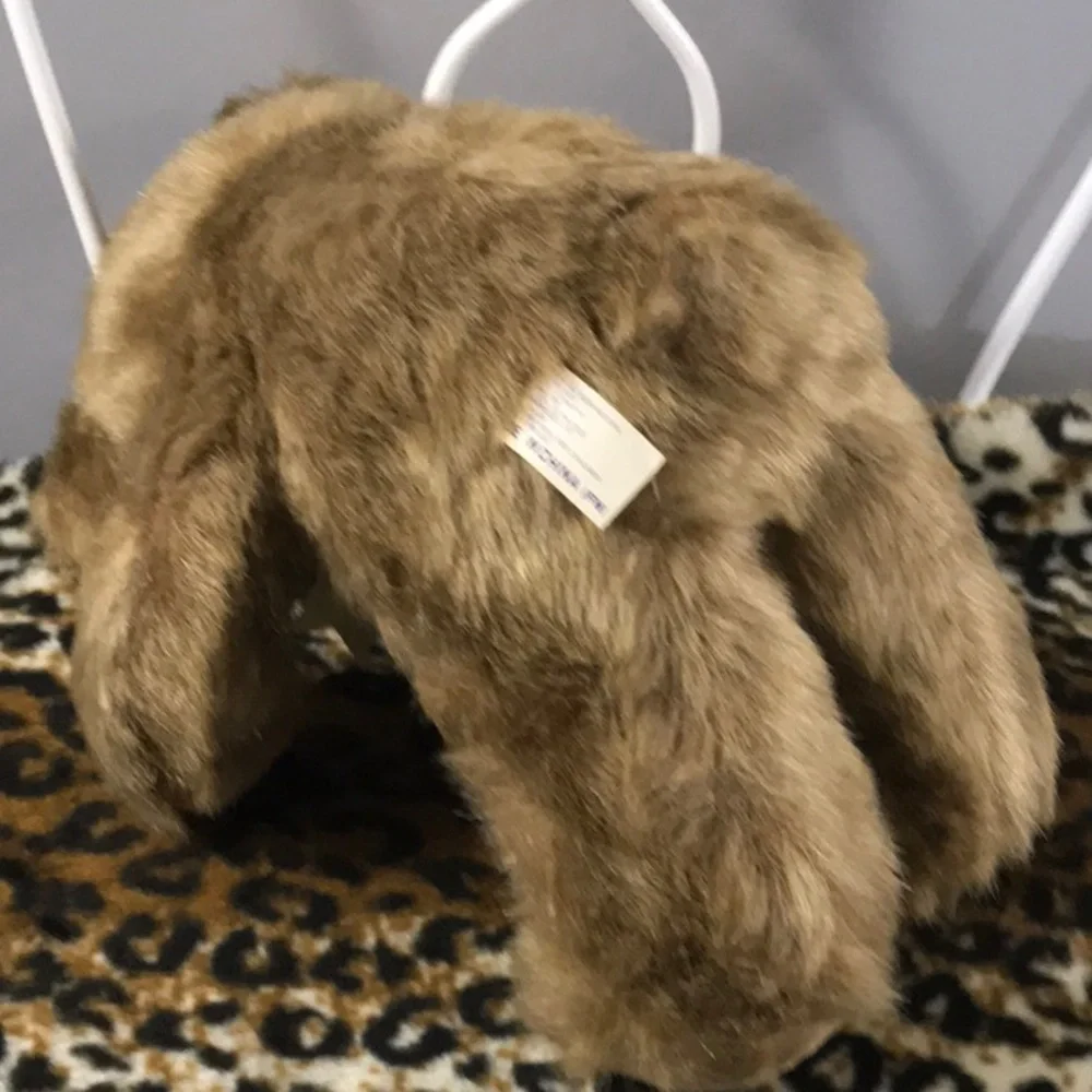 Cute plush faux fur Teddy bear 16 inches soft shiny yellow bow